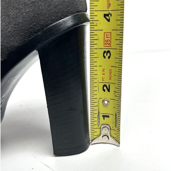 Brooks Brothers Charcoal Gray Suede Monk Strap Heels Booties made in Italy 6,5 - Picture 14 of 15